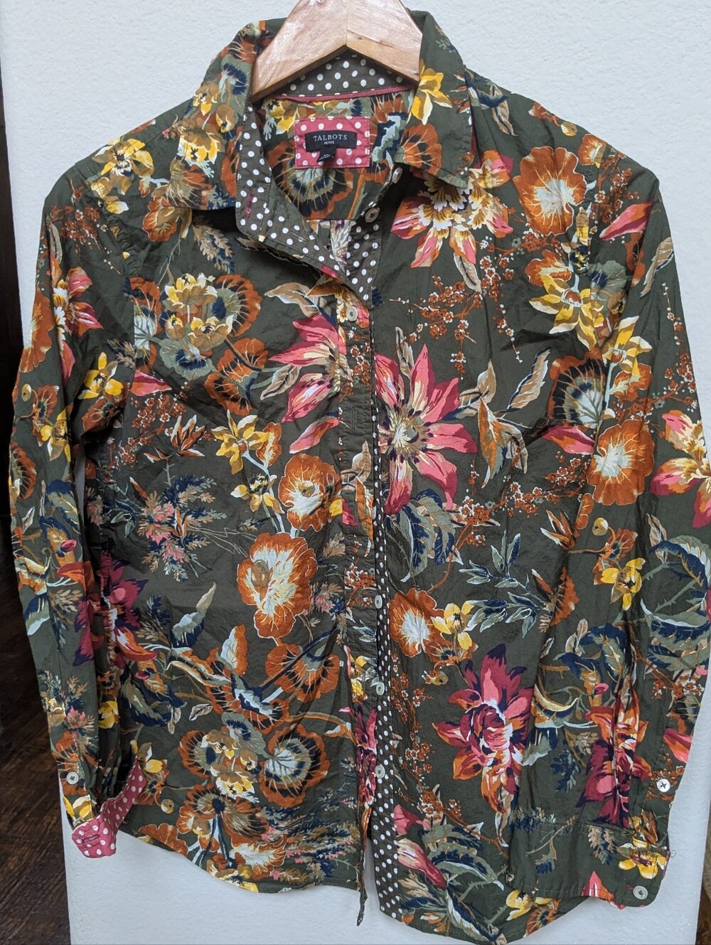 Talbots Olive Green Floral Button-Up Jacket - Picture 1 of 4
